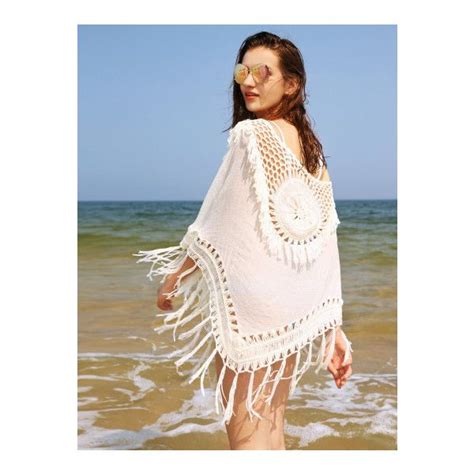Shein Sheinside Hollow Out Crochet Panel Fringe Trim Cover Up