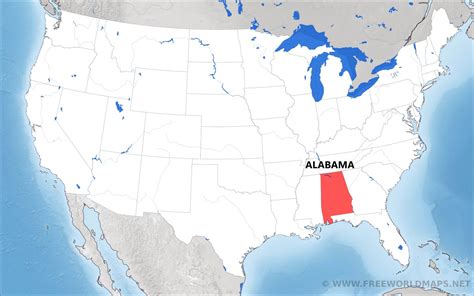 Where is Alabama located on the map?