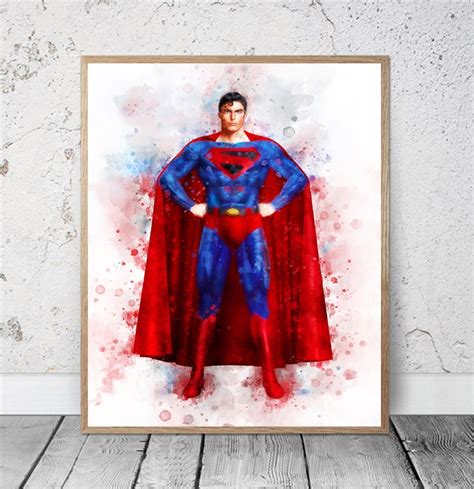 Set 6 Superheroes Watercolor Art Print Download Superhero Etsy