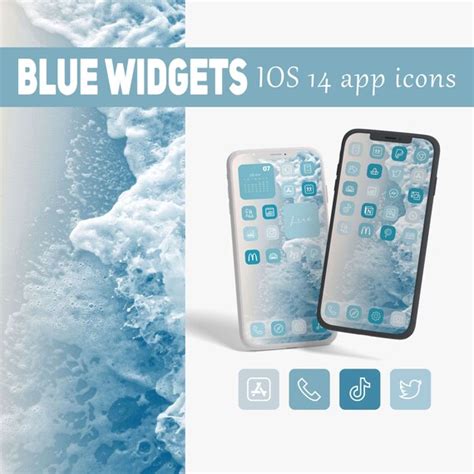 Aesthetic Blue Widgets Iphone Home Screen App Covers Ios 14 Etsy