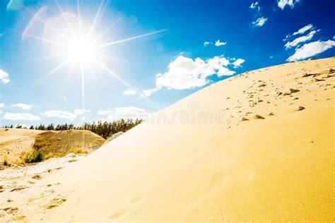 Sandpit Lit By The Bright Midday Sun On Blue Sky Stock Photo Image Of