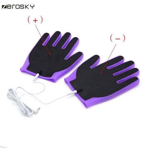 zerosky sex silicone gloves penis orgasm stimulator electric shock gloves medical body massage