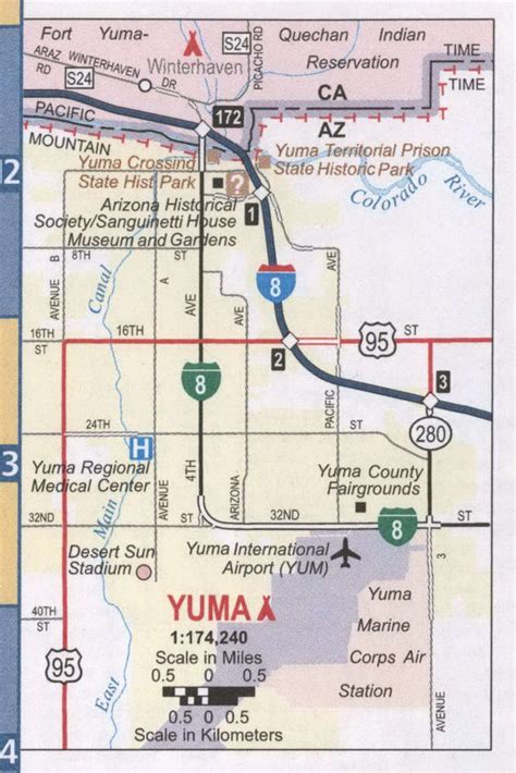 Yuma Az Road Map Free Printable Map Highway Yuma City Surrounding Area