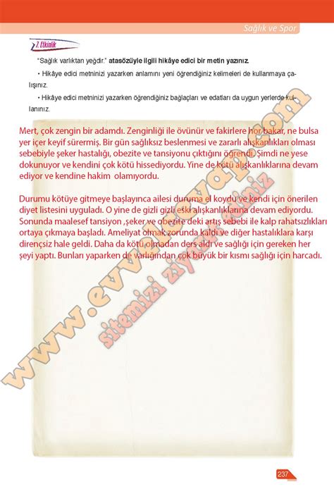 6 Sınıf Türkçe Ders Kitabı Sayfa 235 236 237 Cevapları Ata Yayıncılık Türkçe Ödevim