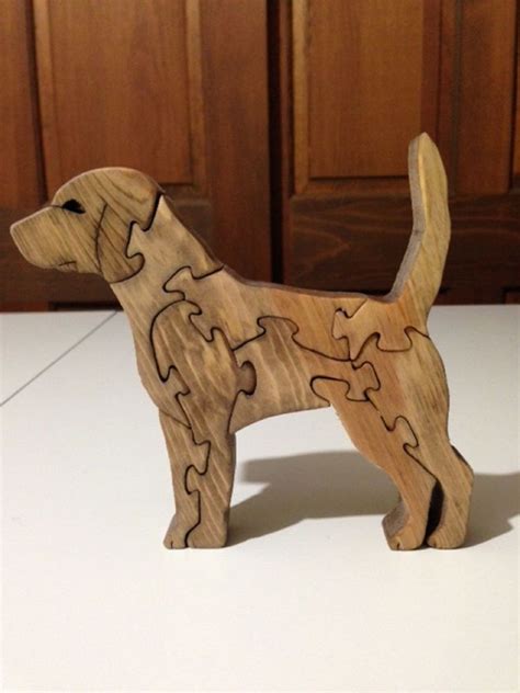 Wooden Labrador Scroll Saw Puzzle Handmade 9 Pieces Stained