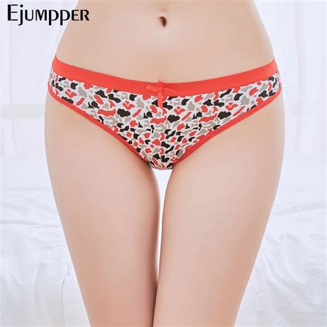 Ejumpper Pack 5 Pcs Woman Sexy Panties Underwear Women Cotton Ladies Camouflage Print Low Rise