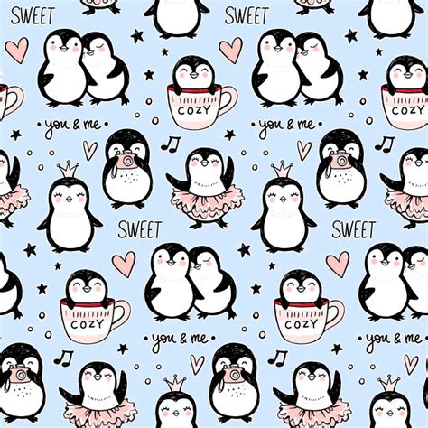 Premium Vector Penguin Seamless Pattern Funny Animals Background