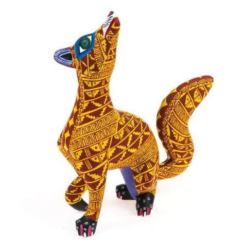 Yellow Fox Oaxacan Alebrije Wood Carving Viva Mexico Mexican Fine