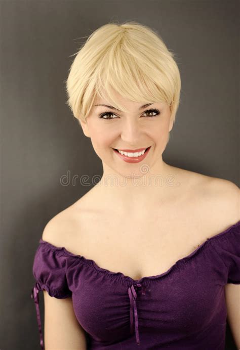 Pretty Girl With Short Blond Hair Stock Image Image Of
