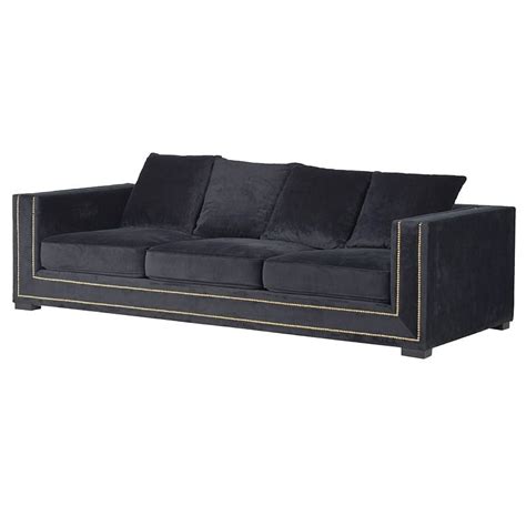 Hylton Large Black Velvet Sofa La Maison Chic Luxury Interiors