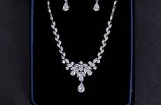 set jewelry zircon aaa cubic 2pcs trendy zirconia statement pendant necklace wedding fashion women