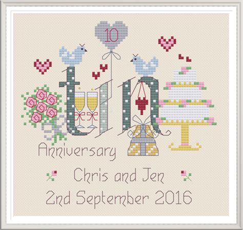 Sapphire anniversary anniversary jewelry wedding anniversary cross stitching cross stitch embroidery. Tin Anniversary 10 Years - Nia Cross Stitch