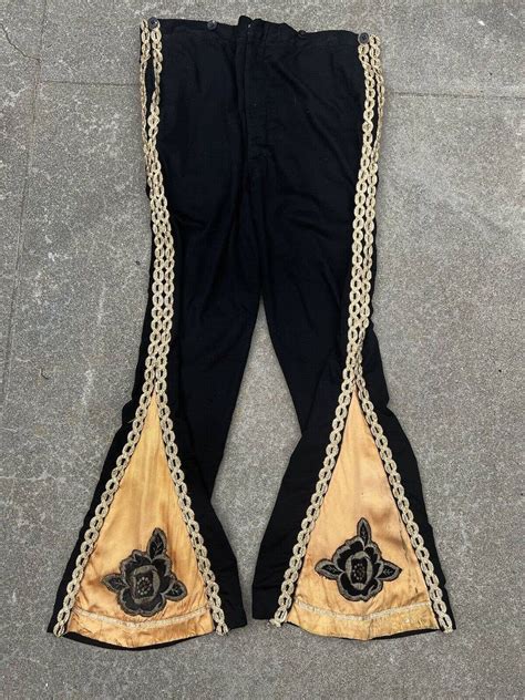 Antique Mariachi Pants Flared Silk Wool Embroidered 38 X 32 Etsy