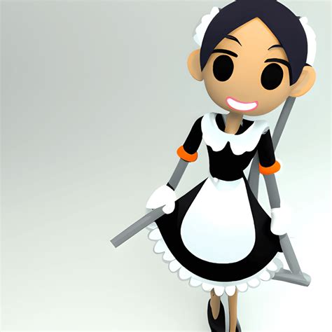 3d high definition cute cartoon character maid · creative fabrica