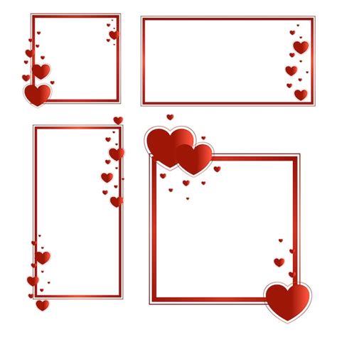 Marcos Para El Día De San Valentín Con Corazones Rojos Vector Premium