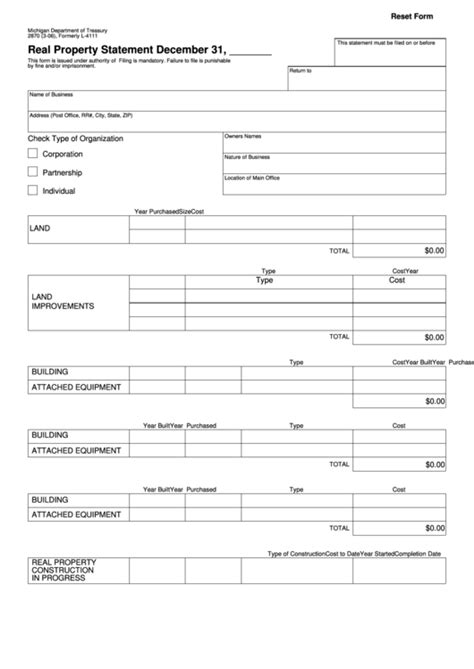 Fillable Form 2870 Real Property Statement Printable Pdf Download