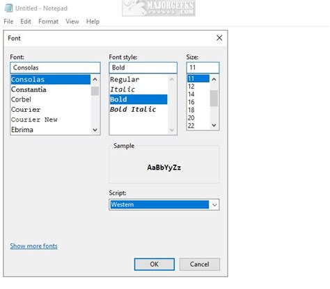 How To Change Font Size Color And Style In Notepad In Windows 10