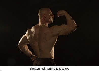 Strong Bald Bodybuilder Man Perfect Abs Stock Photo Edit Now