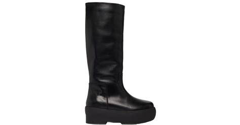 Gia Borghini Leather Chunky Sole Tubular Boots In Black Lyst Uk