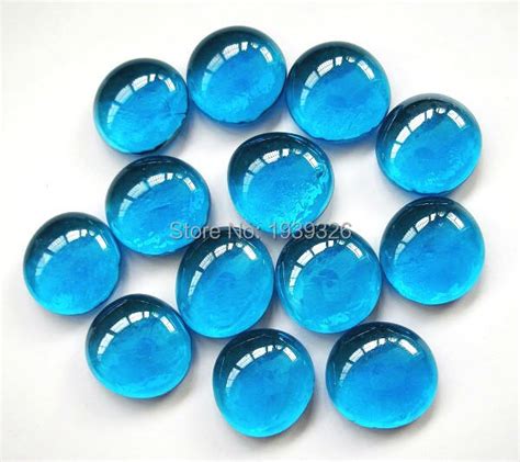 80 Pieces Blue Glass Craft Ts Mixed Color Pebbles Stones For Vase