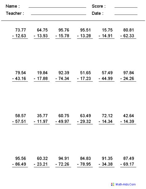 Place value of underline digit decimal worksheet. Multiplying Decimals By Whole Numbers Worksheet Grade 5 ...