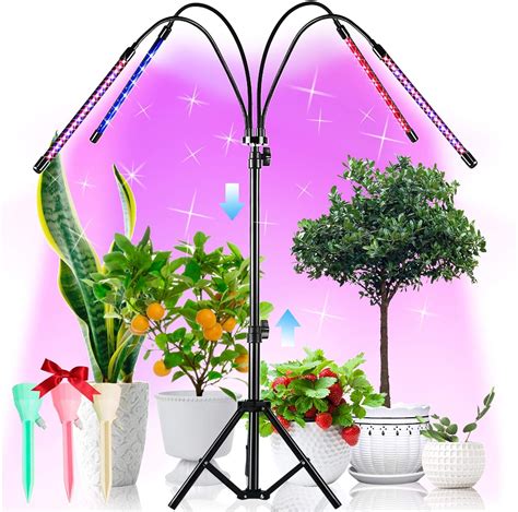 Led Grow Lights With Stand 4 Heads Floor Plant Growing Lamps For