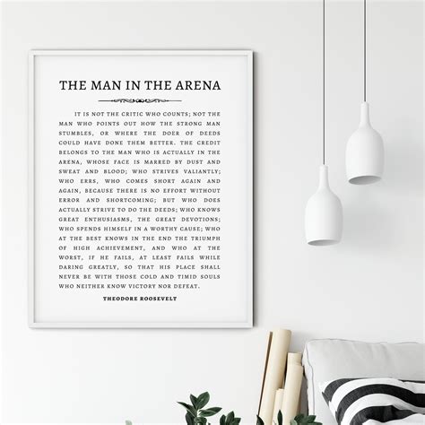 The Man In The Arena Printable Wall Art Theodore Roosevelt Etsy