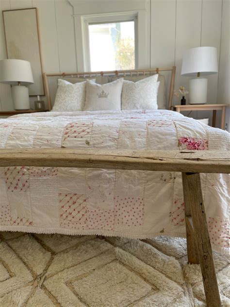 Shabby Chic Rachel Ashwell Quilt Queen Bed Cover Pink Rose Etsy