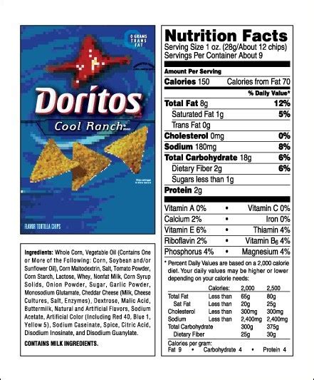 34 Cool Ranch Doritos Nutrition Label Label Design Ideas 2020