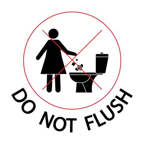 do not flush icon woman throws sanitary towels in the lavatory toilet no trash please do not