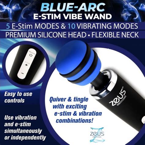 Zeus Blue Arc Electrosex E Stim Vibrating Wand Massager Black And Blue Sex Toys At Adult Empire
