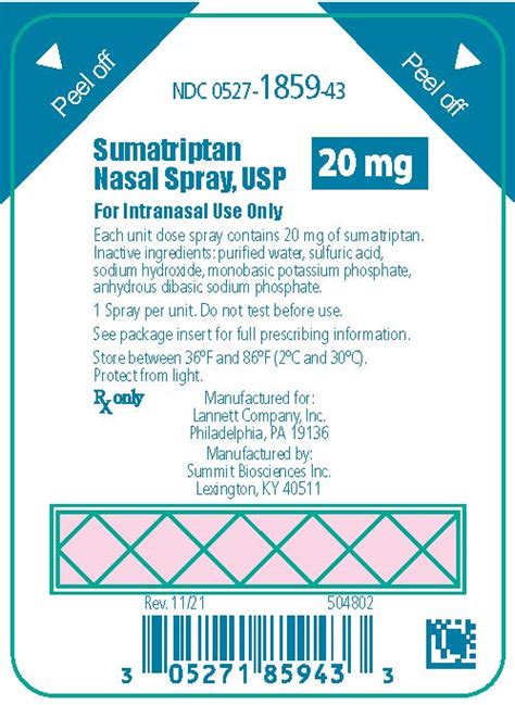 Sumatriptan Nasal Spray Fda Prescribing Information Side Effects And