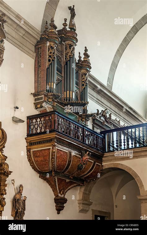 Baroque Pipe Organ In The Sao Bento Monastery In Santo Tirso Portugal