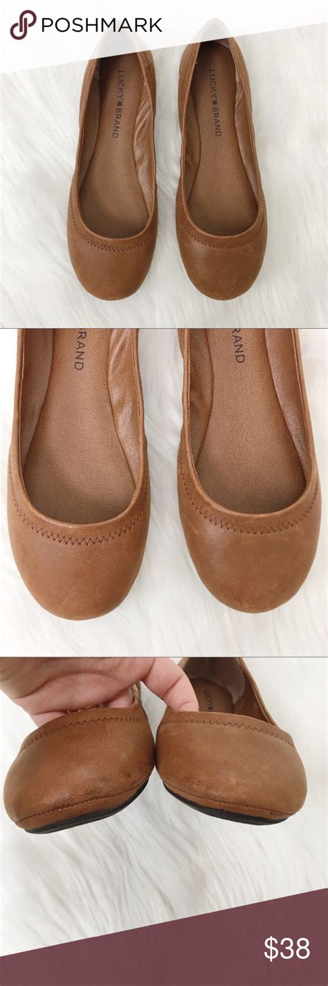 Lucky Brand Emmie Brown Leather Ballet Flats Nwob Brown Leather
