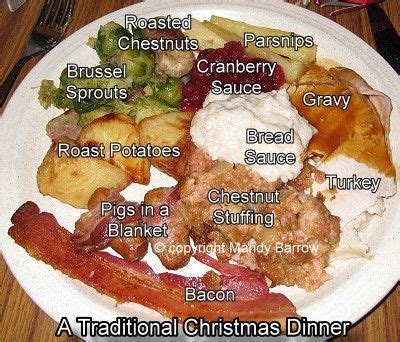 These are small sausages that are wrapped in bacon, and often surround the turkey when it is served. traditional english christmas dinner | Christmas ...