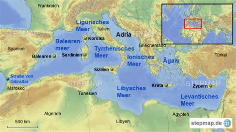 Stepmap Meeresregionen Mittelmeer Landkarte Für Europa