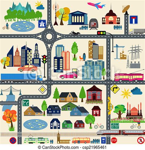 Clip Art Vector of Modern city map elements for generating your own