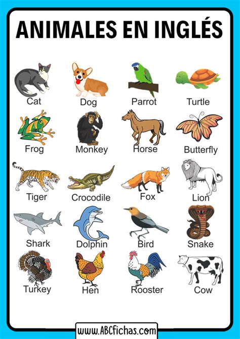 Vocabulario De Los Animales En Ingles Abc Fichas