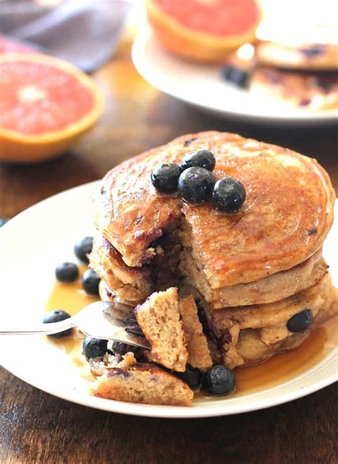 Whole Wheat Blueberry Pancakes Easy One Bowl Recipe