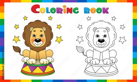 Coloring Page Outline Of Cartoon Lion In Circus Coloring Book For Kids