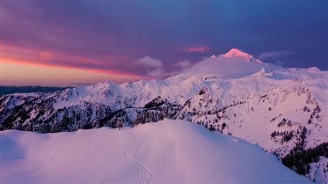 Northwest Aerial Photography Mount Baker Sunrise Alpenglow