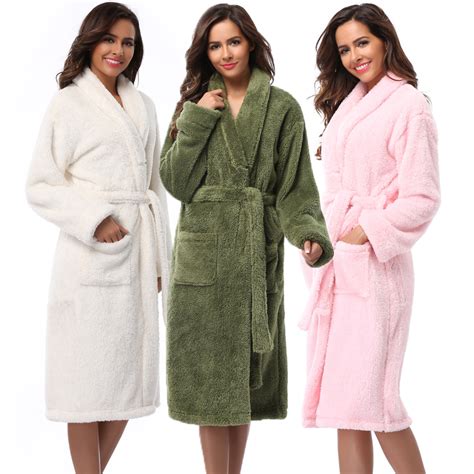 Winter Warm Women Robes 2018 Coral Fleece Sleepwear Long Robe Woman