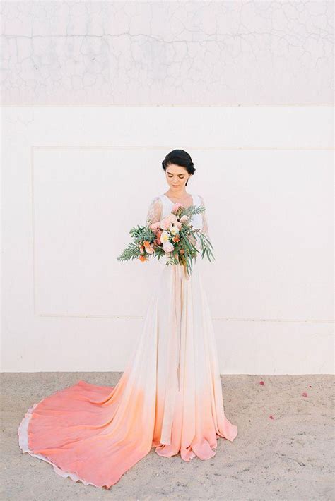 Dip Dye Wedding Ideas In Ombré Peach And Coral 2718682 Weddbook