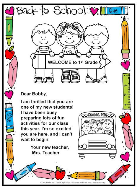 Back To School Welcome Letter