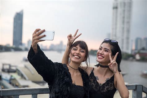 Girlfriend Taking A Selfie Together By Jovo Jovanovic City Selfie