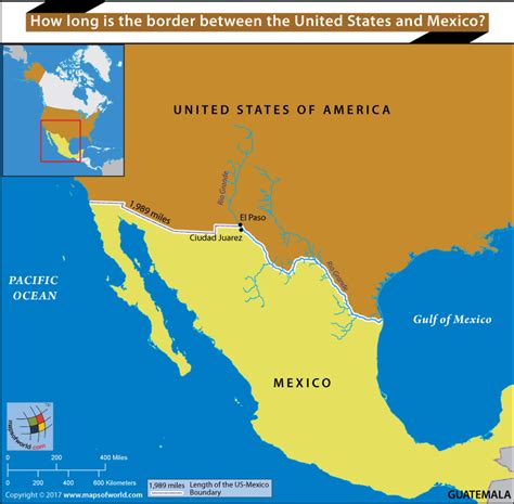 Border Map Of Usa And Mexico United States Map