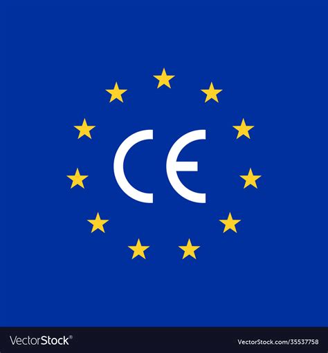 Ce Mark Europe Flag Logo Euro Certificate Vector Image