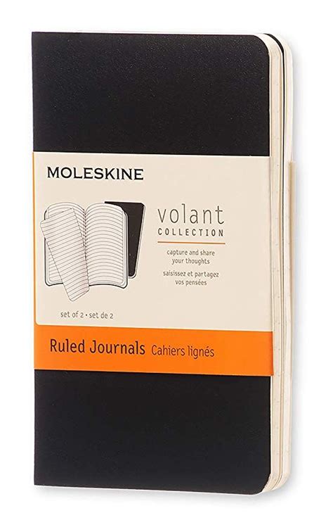 Moleskine Volant Journal Soft Cover Xs 25 X 4 Ruledlined Black