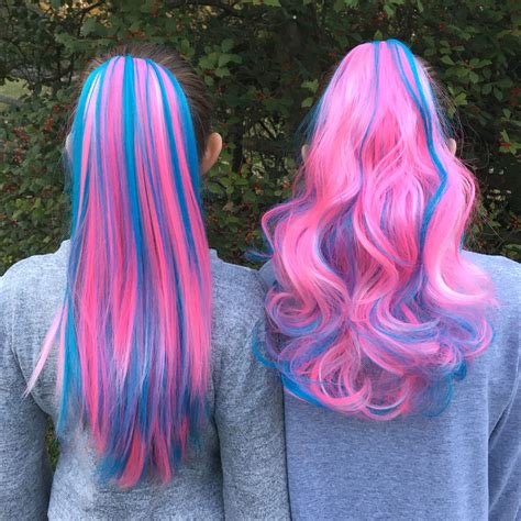 Pink Hair Extensions For Kids Cotton Candy Pink And Teal Color Hair Ext