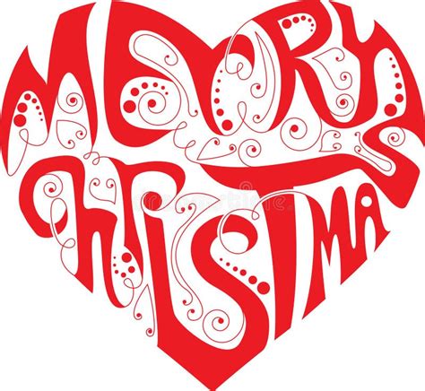 Christmas Heart With Santa Hat Red Background Stock Vector